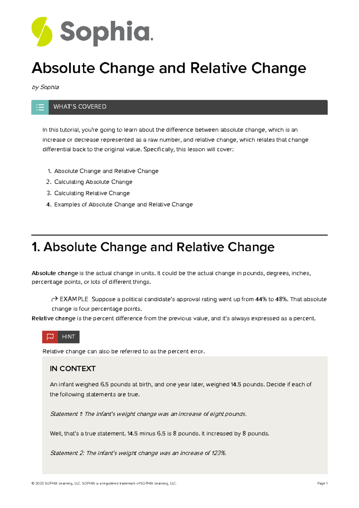Absolute and Relative Change Tutorial: Concepts & Calculations - Studocu