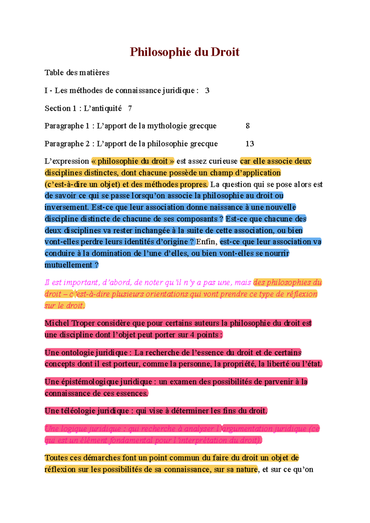 Philosophie du Droit - Méthodes de Connaissance Juridique - Studocu