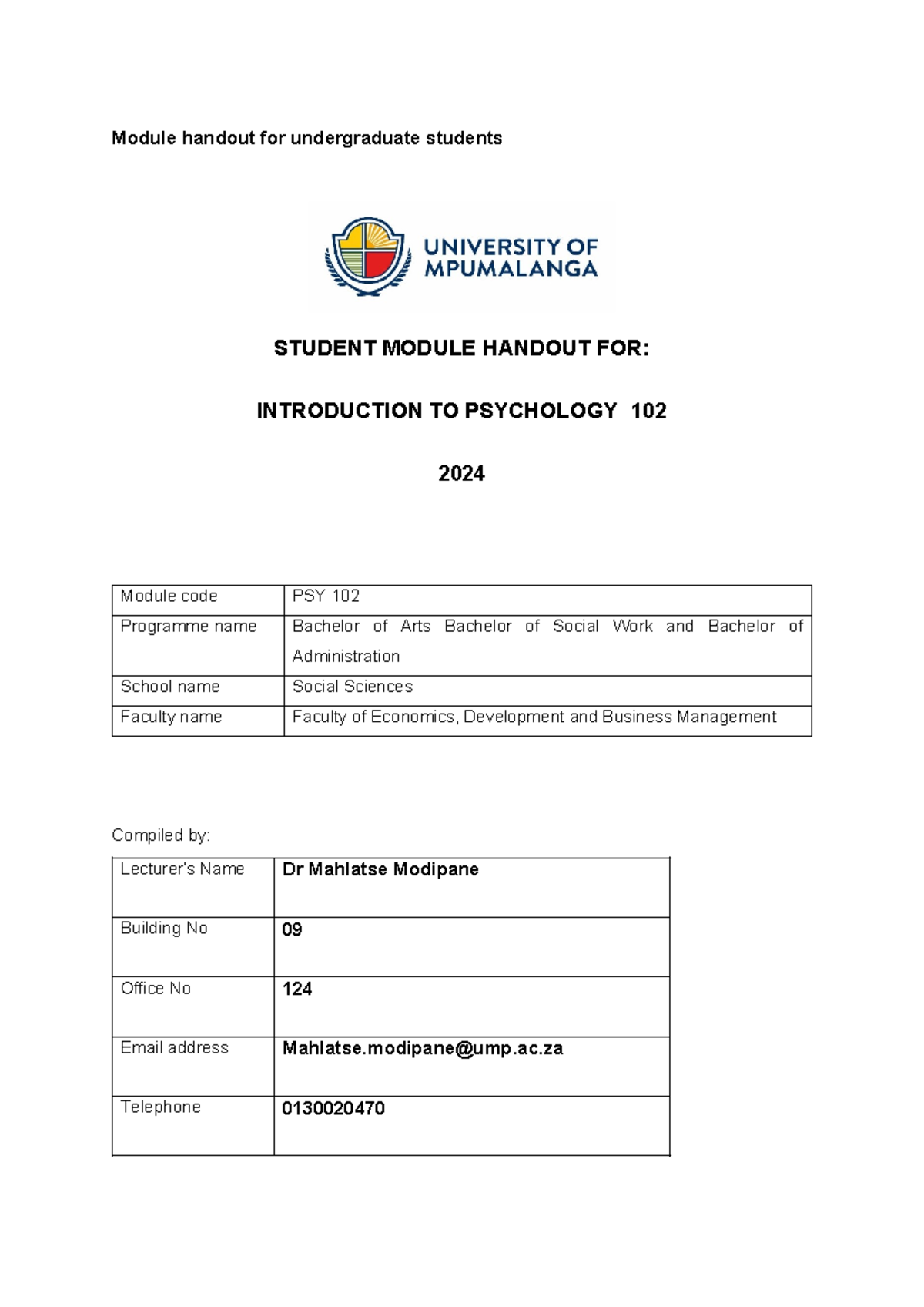 2024 JULY PSY 102 Module handout for undergraduate students 55 (002 ...