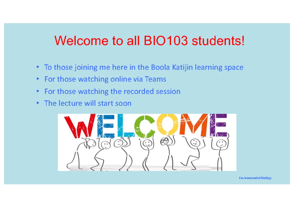 BIO103 Practical Lecture 23: Final Overview of Environmental Biology ...