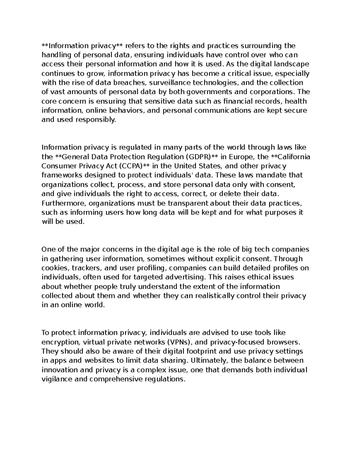 Privacy in the Digital Age: Understanding Information Privacy and ...