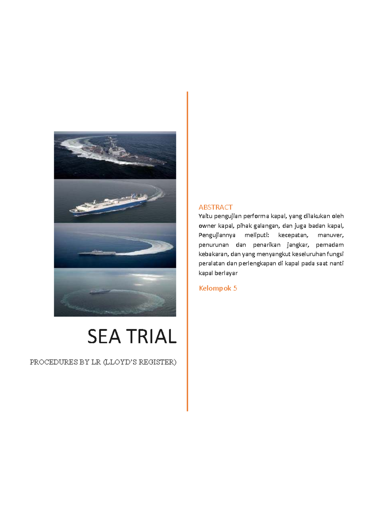 Sea Trial Procedures for Ship Performance Testing (LR Register) - Studocu
