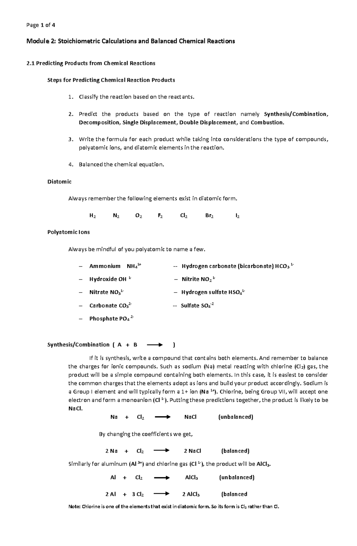 Anachem LEC 2 - Lecture Notes on Stoichiometric Calculations - Studocu