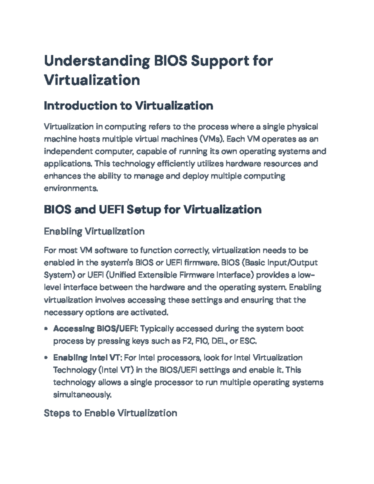 BIOS Config for Virtualization: Enabling Intel VT/AMD-V Features - Studocu