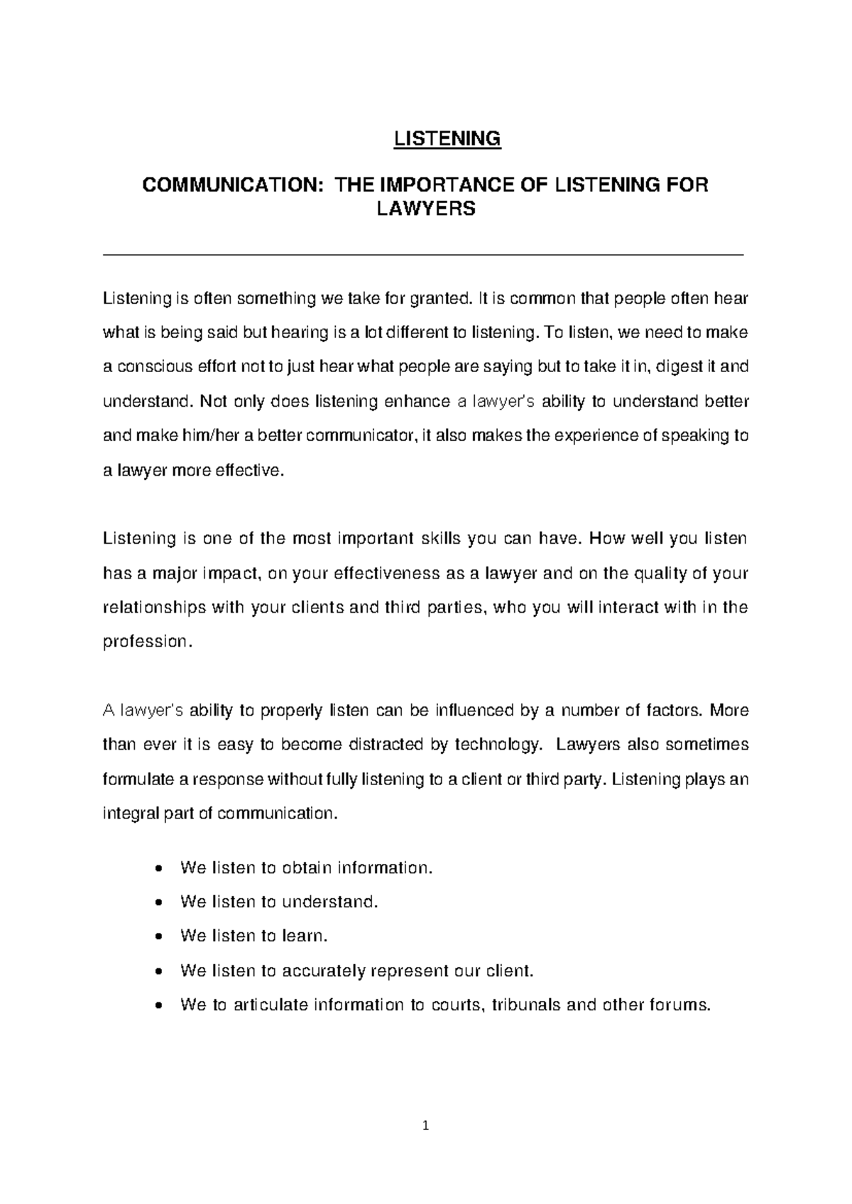 Listening Skills for Lawyers - COMM 101 Guide to Effective ...