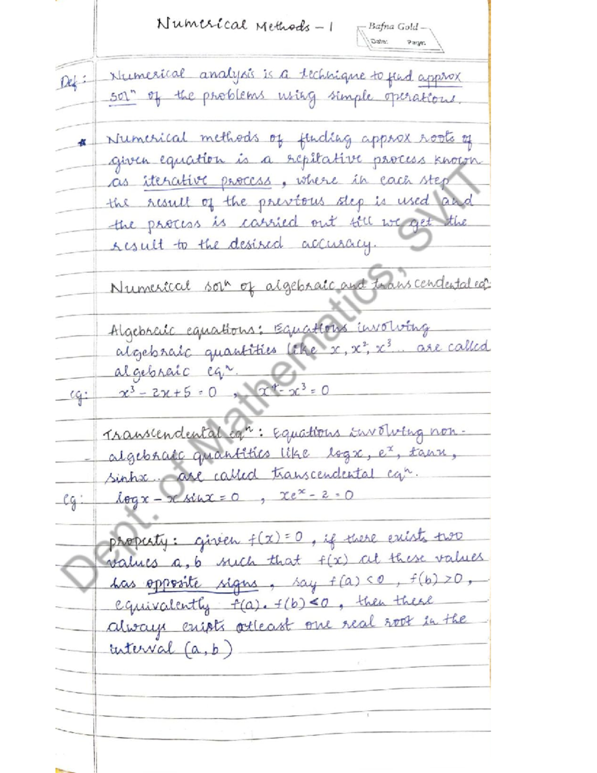 Numerical Methods I: Iterative Techniques and Interpolation Notes - Studocu