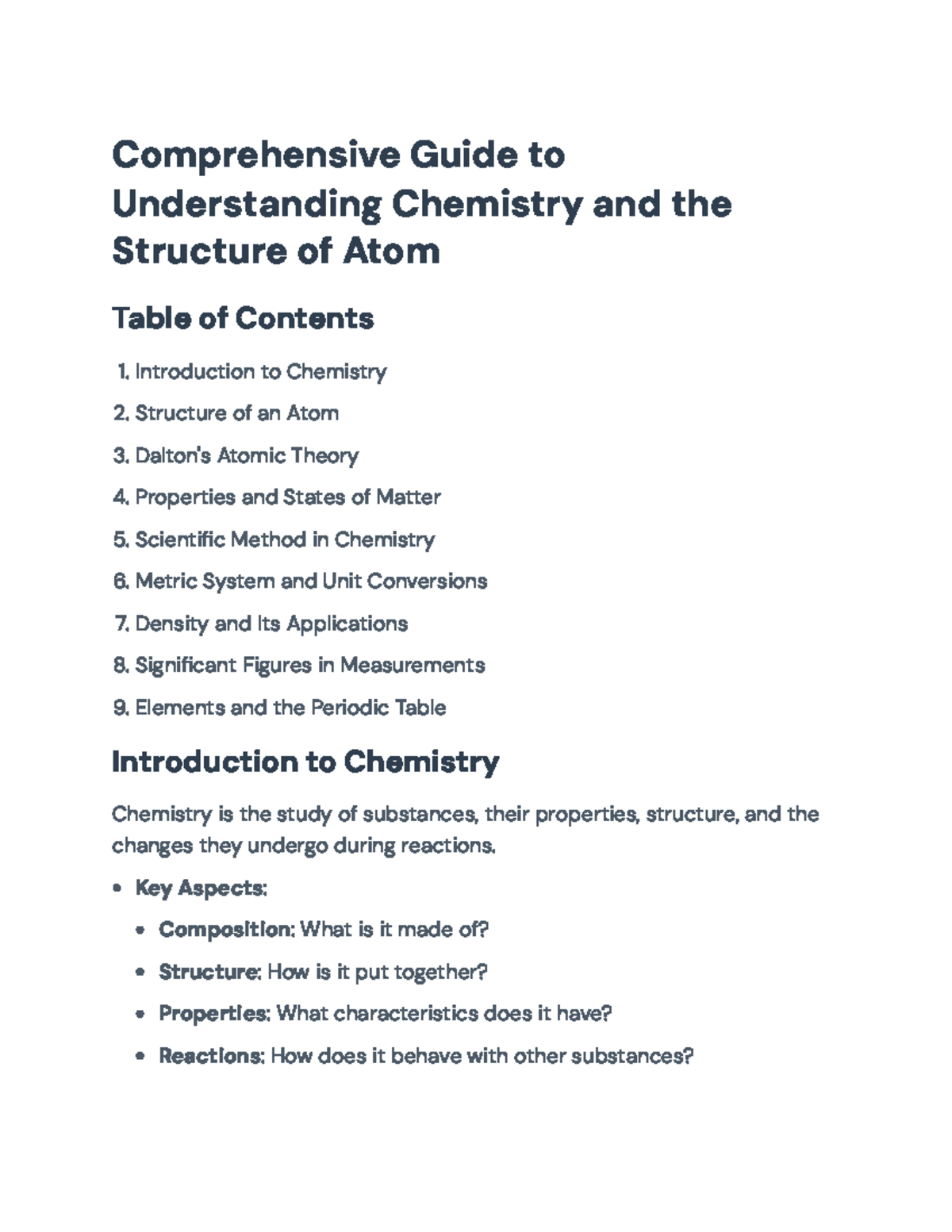 Chemistry 101: Comprehensive Guide to Atoms & Key Concepts - Studocu