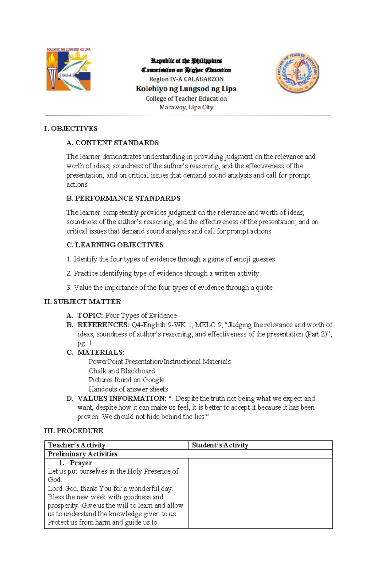 03 Reference English Detailed Lesson PLAN Deped 4As Lesson Plan about 4 ...