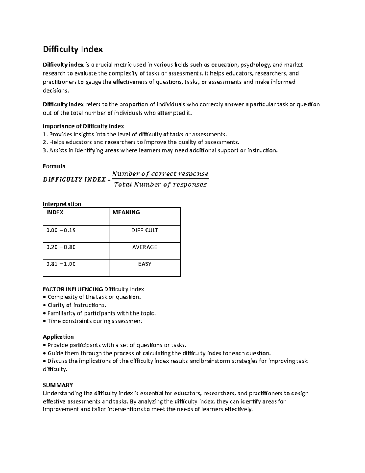 EDUC 80 Review Notes: Difficulty and Discrimination Indices - Studocu
