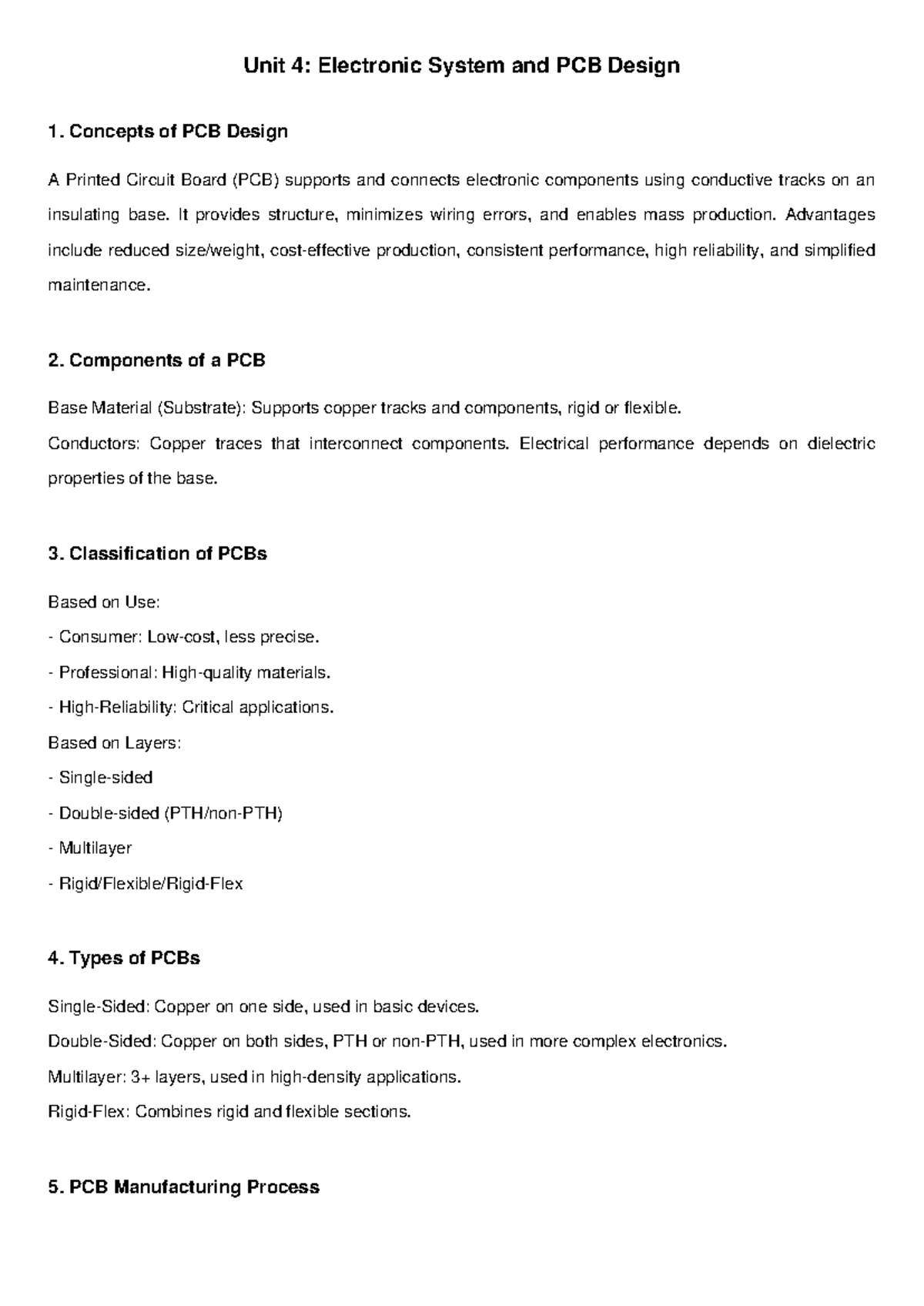 Unit 4: Detailed PCB Design Concepts and Classifications Notes - Studocu