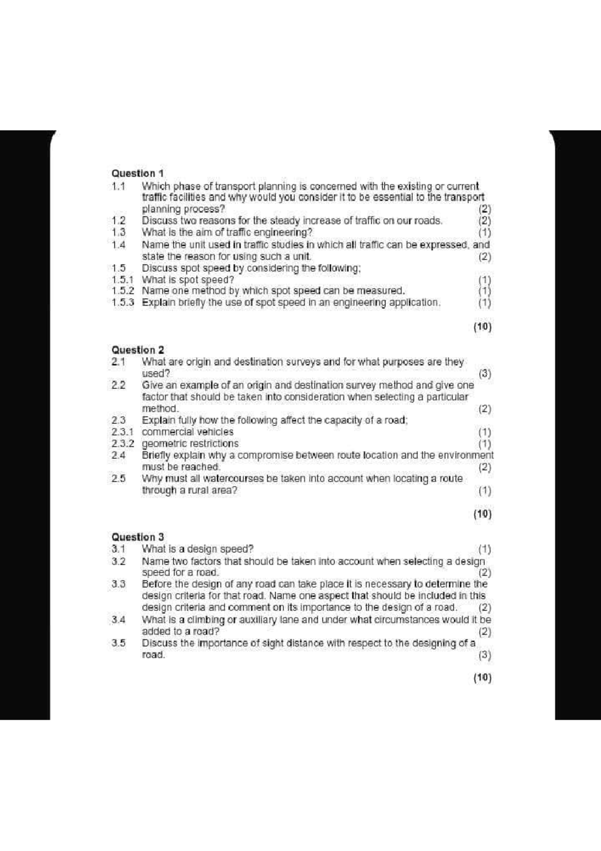 TEG 260S Transport Planning & Traffic Engineering Past Exam Paper - Studocu