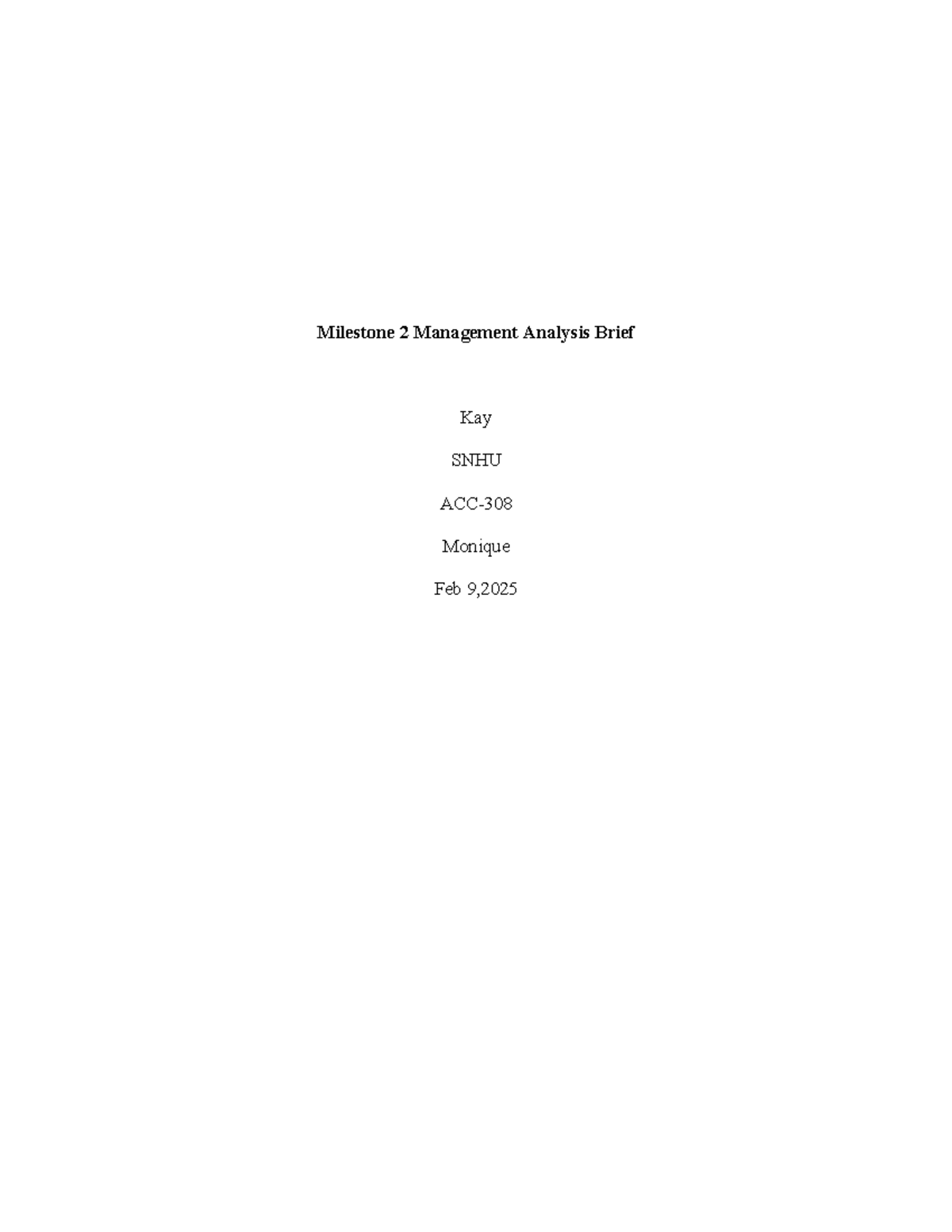ACC Milestone 2 Management Analysis Brief: FIFO & Financial Liabilities ...