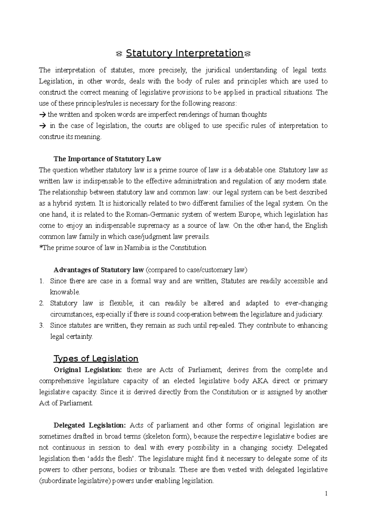 Statutory Interpretation Notes: Key Principles and Theories Explained ...