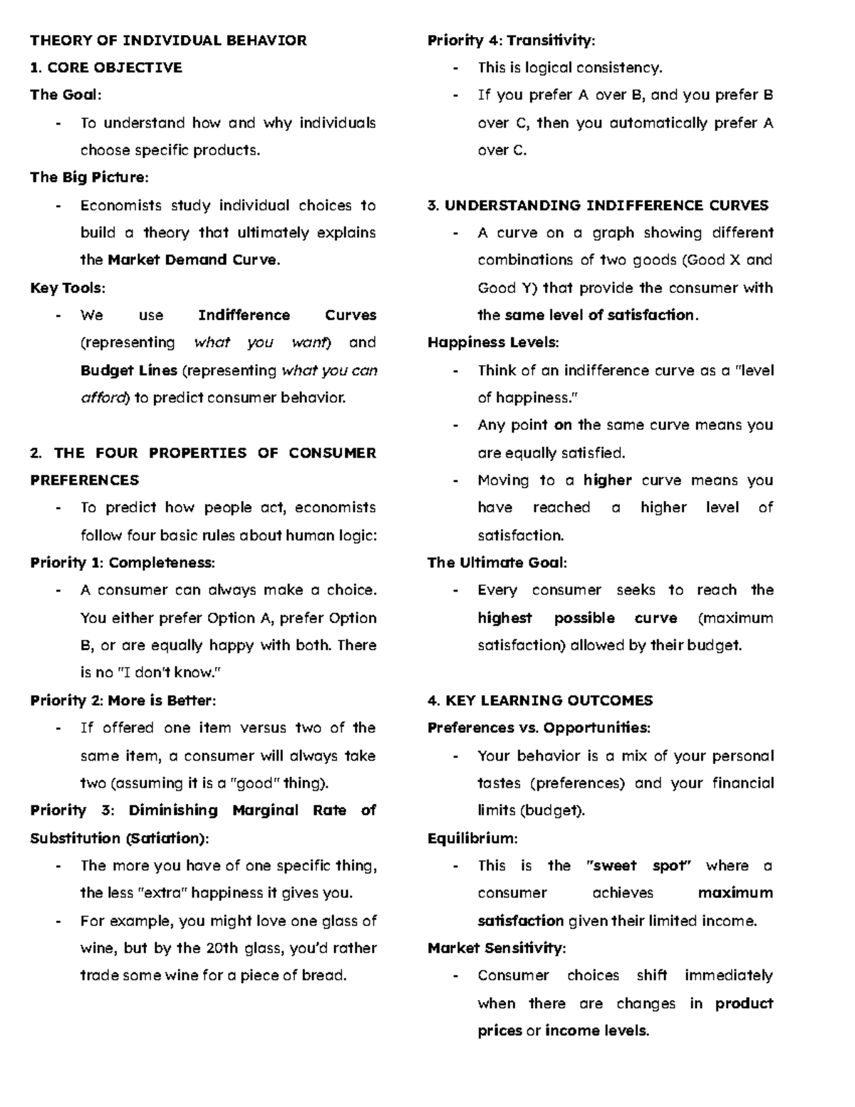 Theory of Individual Behavior: Understanding Consumer Choices and ...