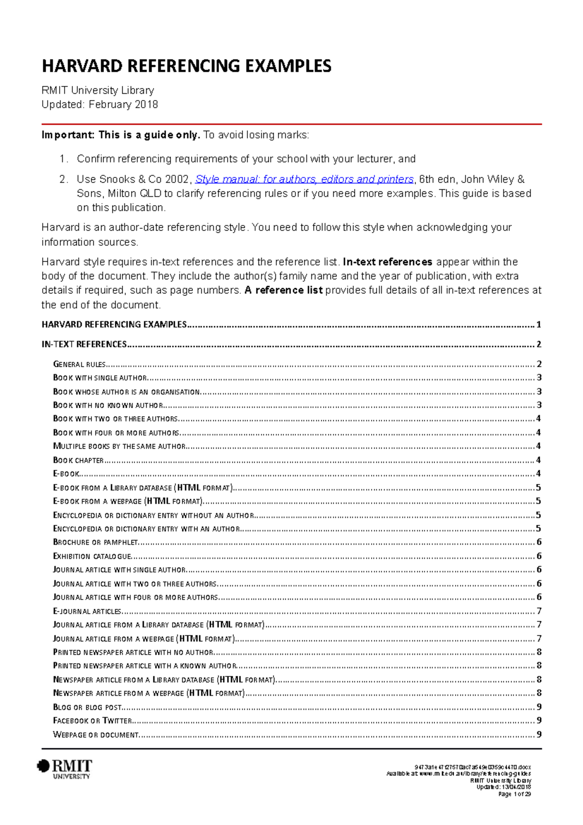 Harvard Referencing Examples Guide for RMIT University Students - Studocu