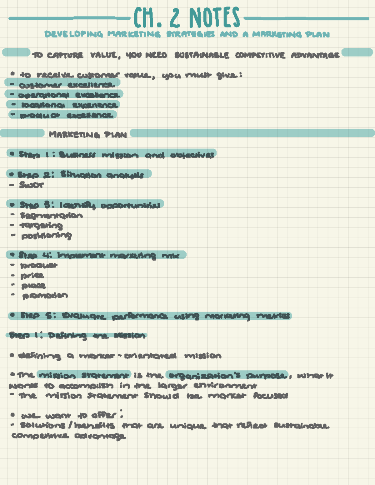 Marketing Ch. 2 Notes -11%2 NOTES DEVELOPING MARKETING STRATEGIES AND A ...