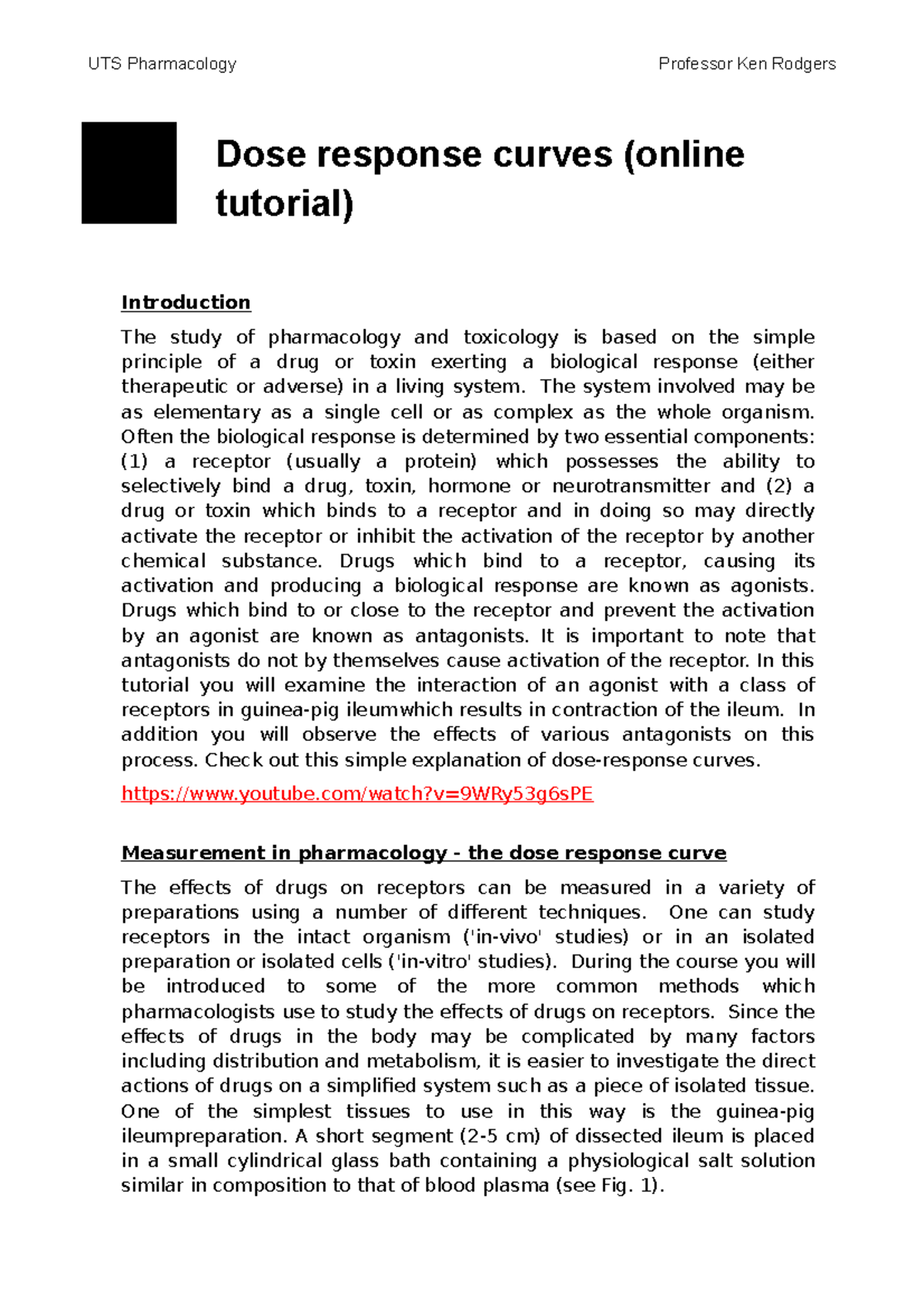 Dose response curves tutorial 2023 v4 - UTS Pharmacology Professor Ken ...