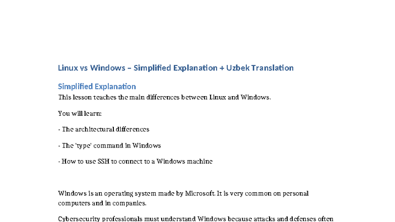 Linux vs Windows Comparison: Key Differences Explained - Studocu