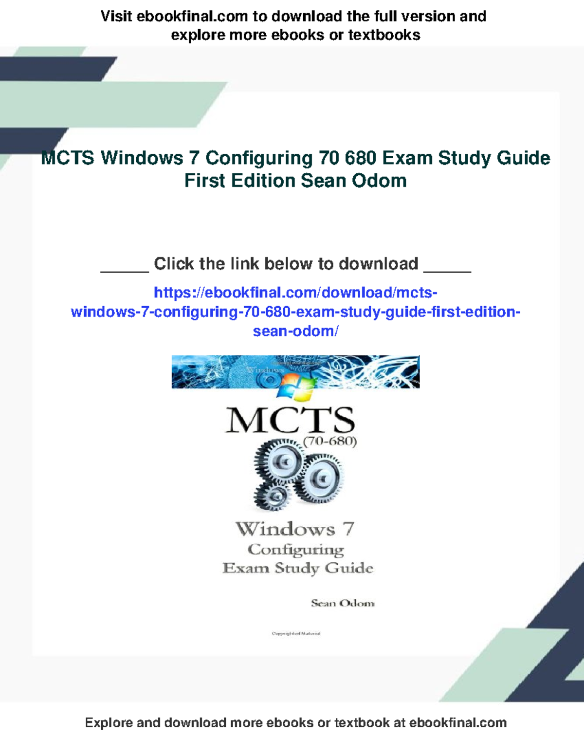 MCTS Windows 7 Configuring 70-680 Exam Study Guide - 1st Edition - Studocu