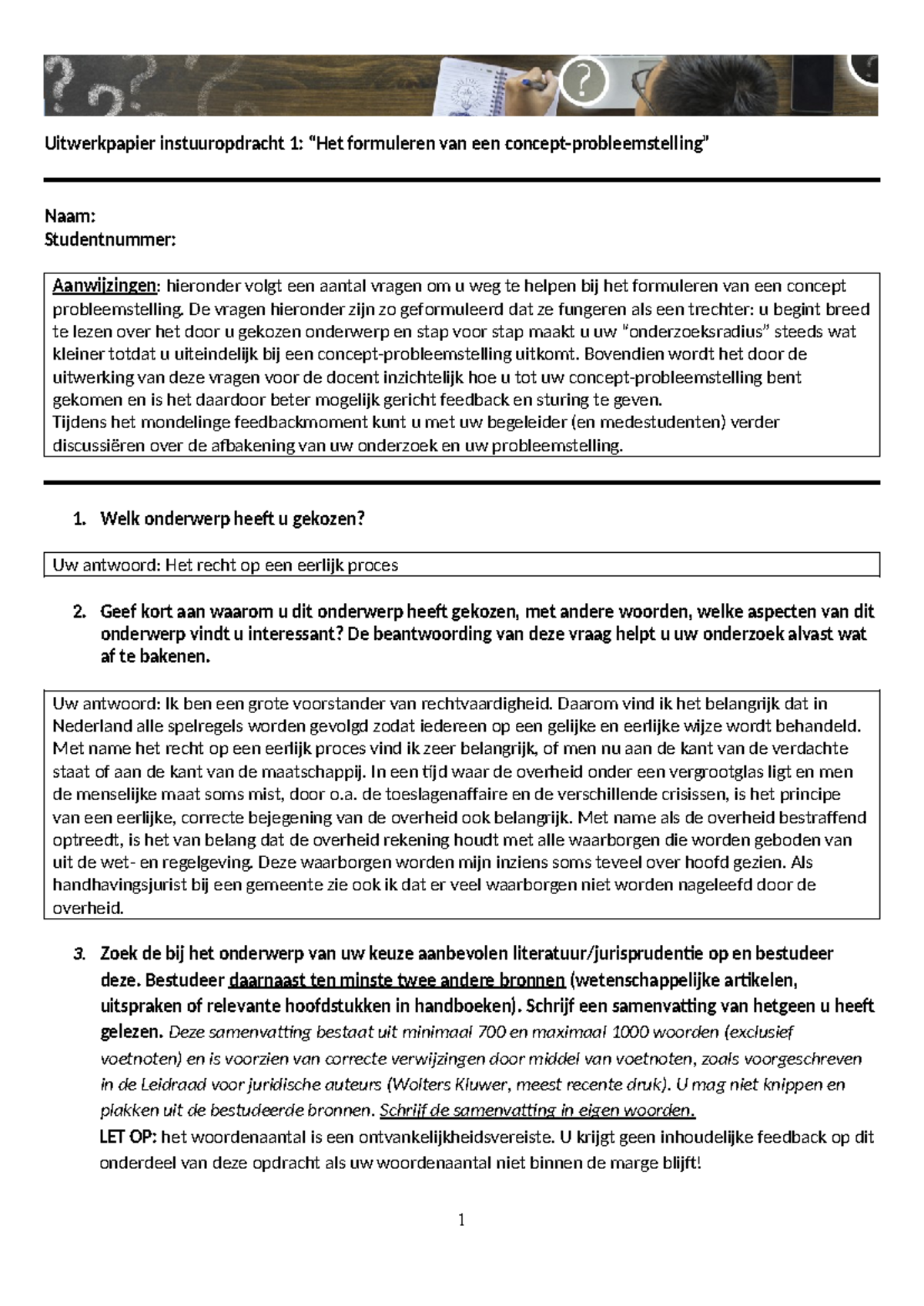 Instuuropdracht 1: Formuleren van een Concept Probleemstelling ...