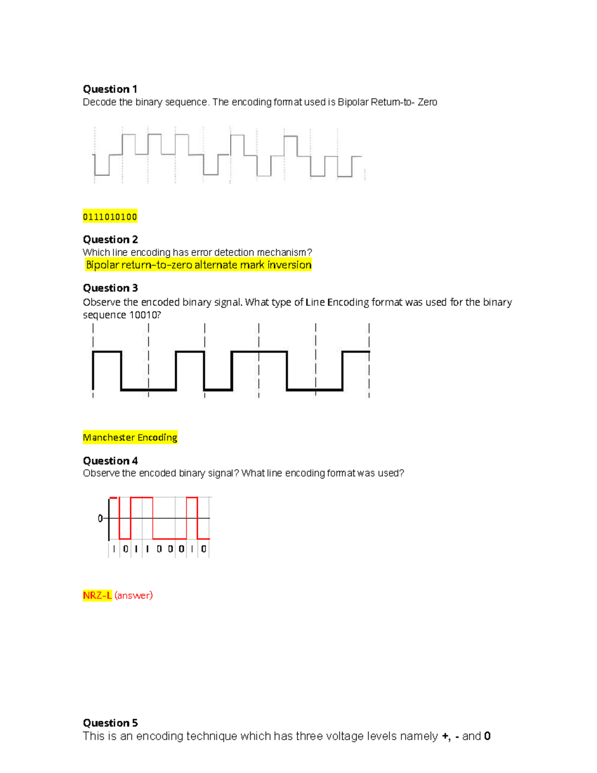 ECEA112 Line Encoding Techniques: PQ4 to PQ6 Notes - Studocu