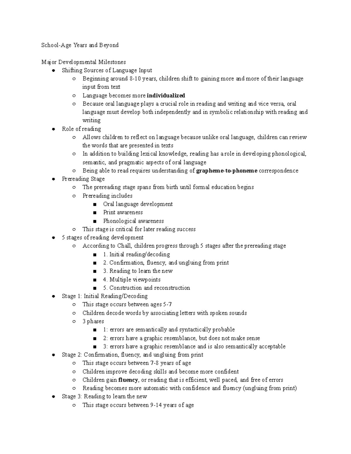 Speech Notes - 415: Major Developmental Milestones in Language - Studocu