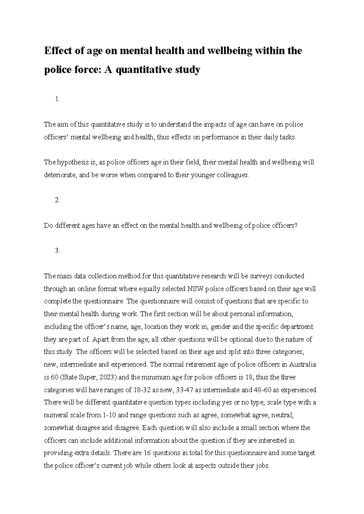 Effect of age on police mental health and wellbeing: A quantitative ...