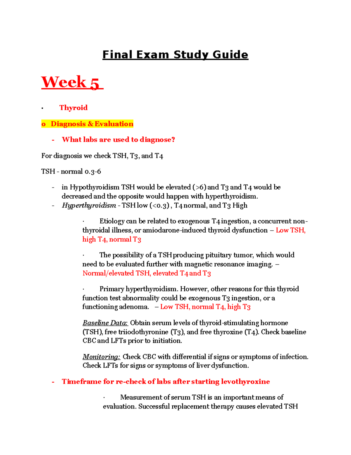 NR-565 Final Exam Study Guide: Thyroid and Diabetes Management - Studocu