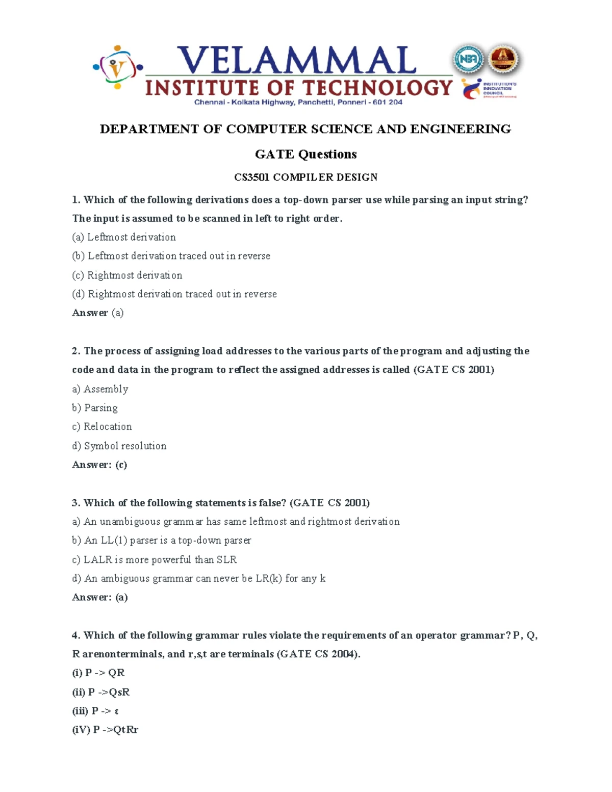 CS3501 Compiler Design Assignment Questions and Tasks - Studocu