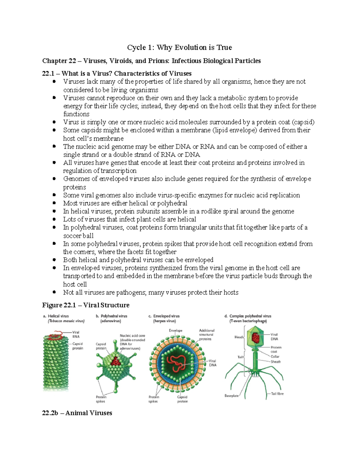 Cycle 1 - Cycle 1: Why Evolution is True Chapter 22 – Viruses, Viroids ...