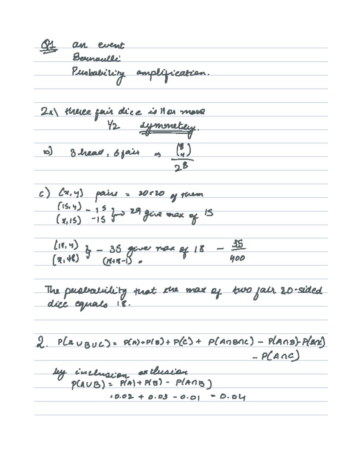 Midterm Solutions for OI: Bernoulli Probability & Dice Analysis - Studocu