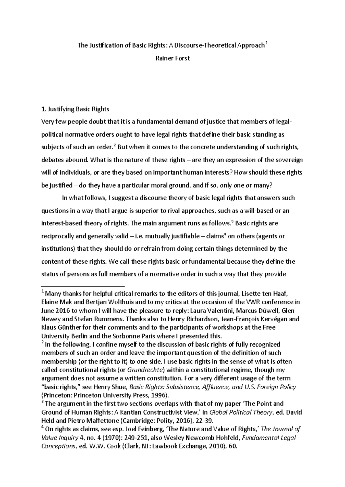 Rainer Forst's Justification of Basic Rights: A Discourse-Theoretical ...
