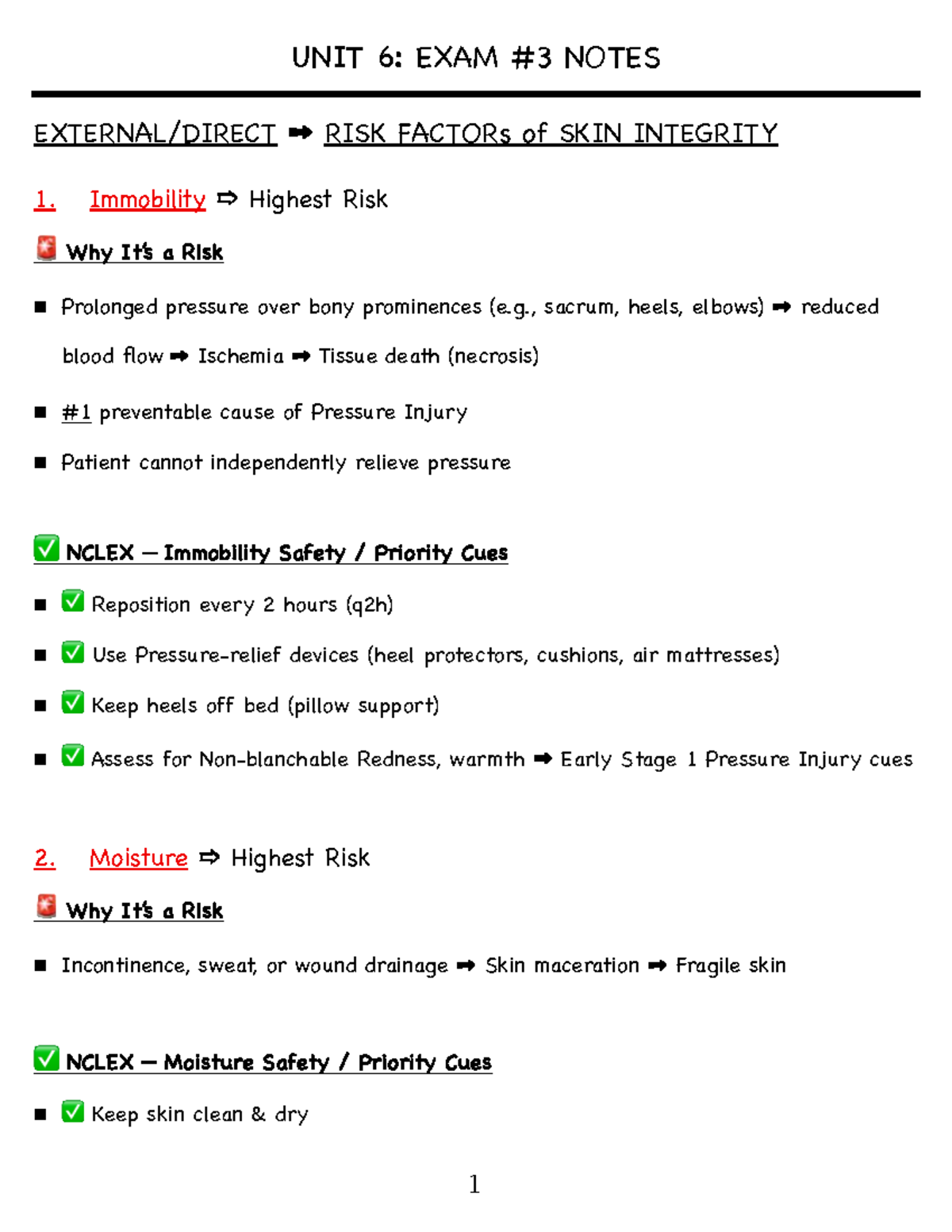 UNIT 6: Exam #3 Notes on Skin Integrity & Wound Care - Studocu