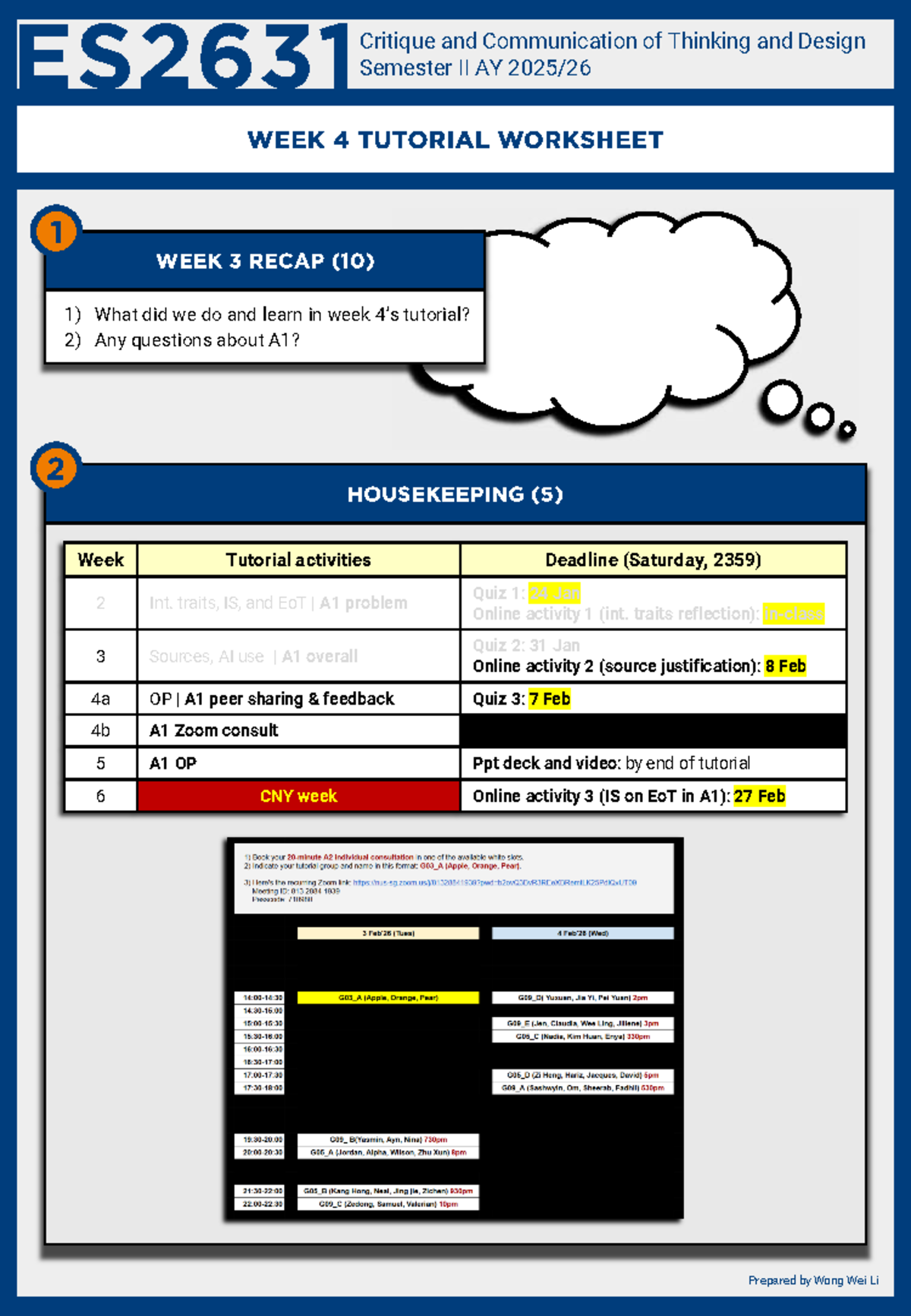 ES2631 Week 4 Tutorial Worksheet: A1 Feedback & Presentation Guide ...