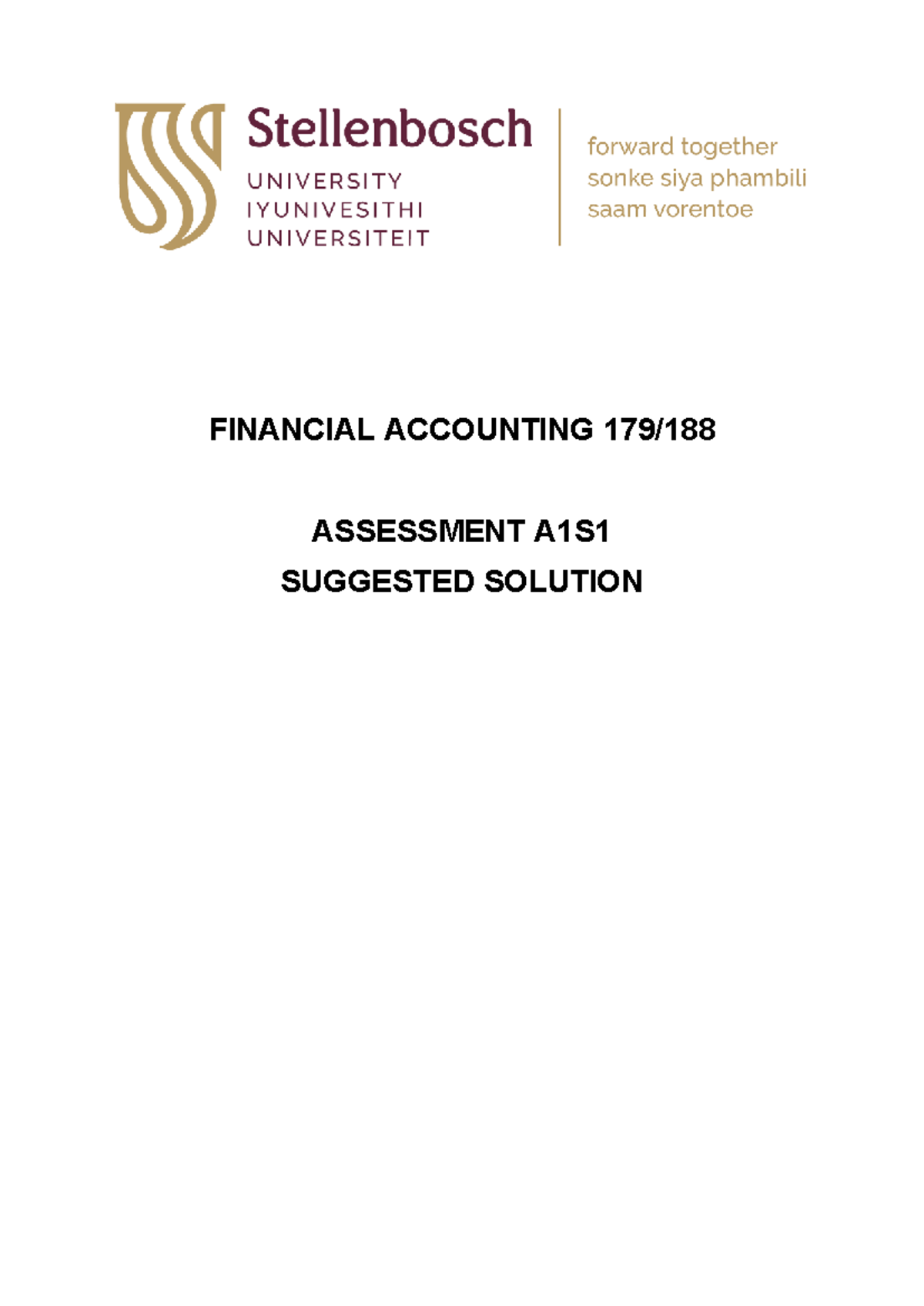 FINANCIAL ACCOUNTING A1S1 ASSESSMENT SOLUTION & EXPLANATIONS - Studocu