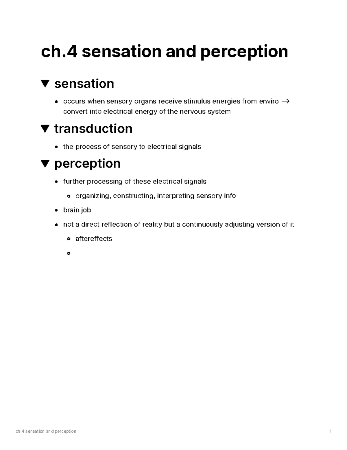Ch. 4 Sensation and Perception: Understanding Sensory Processes - Studocu