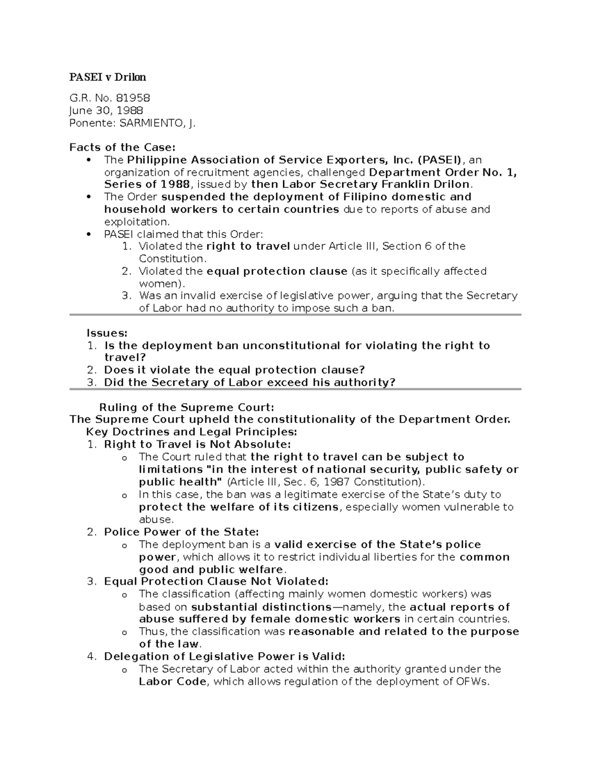 Labor Cases Review: Key Rulings and Legal Principles (LAW 101) - Studocu