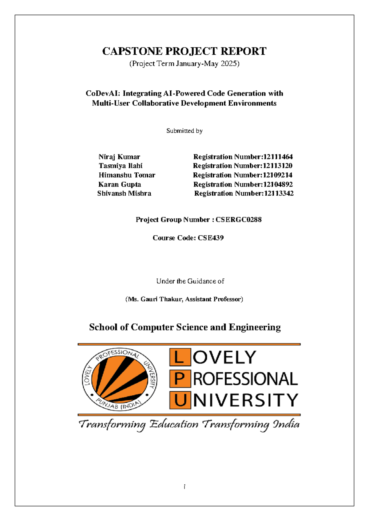 CSE439 Capstone Project Report: CoDevAI - Enhancing Collaborative ...