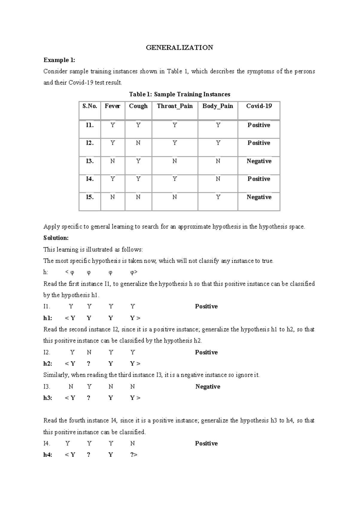 02 Section 3: Generalization and Specialization in Hypothesis Learning ...