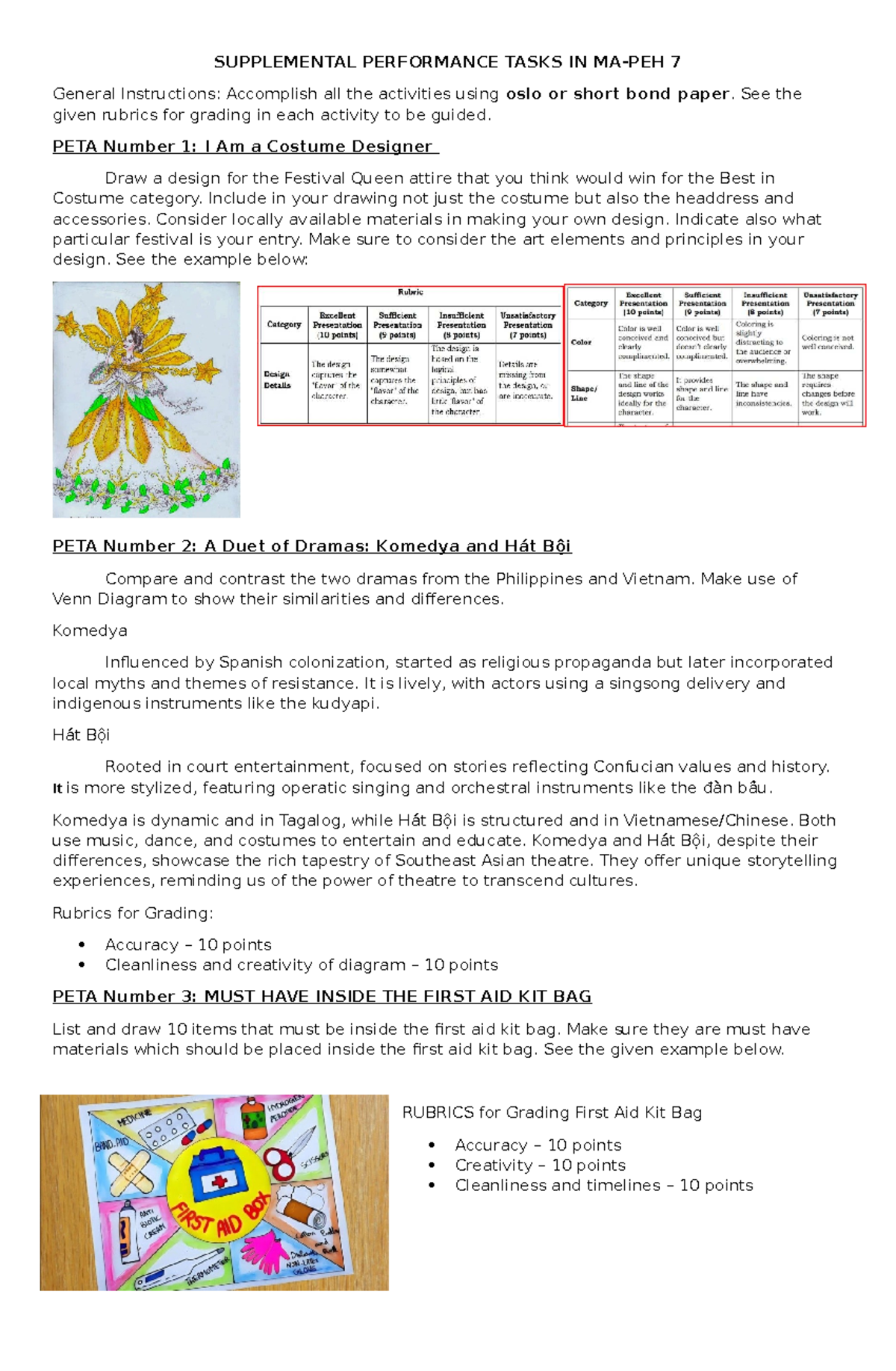 Supplemental Performance Tasks in MA: Creative Arts & Drama - Studocu