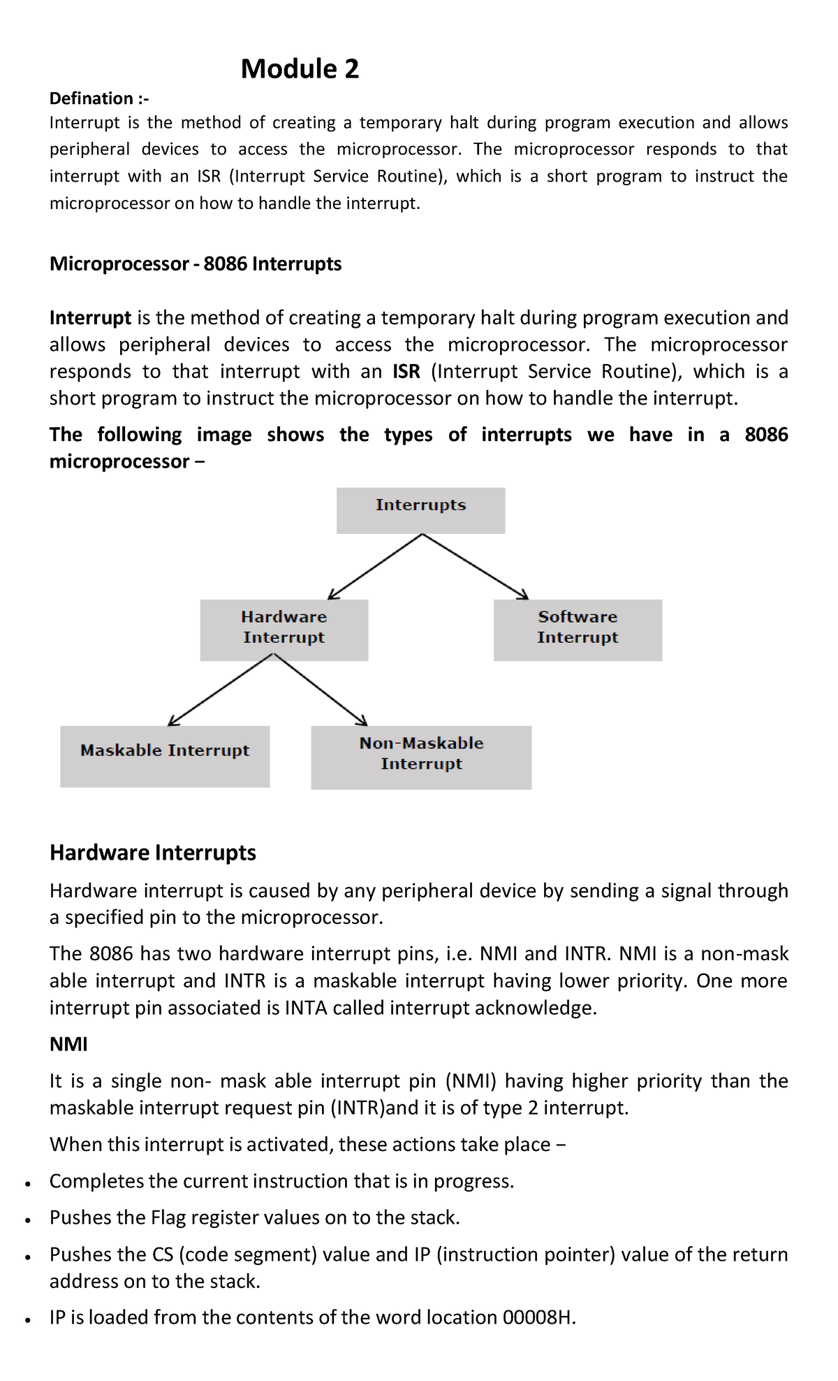 Microprocessor 8086 Module 2: Understanding Interrupts and Interfacing ...