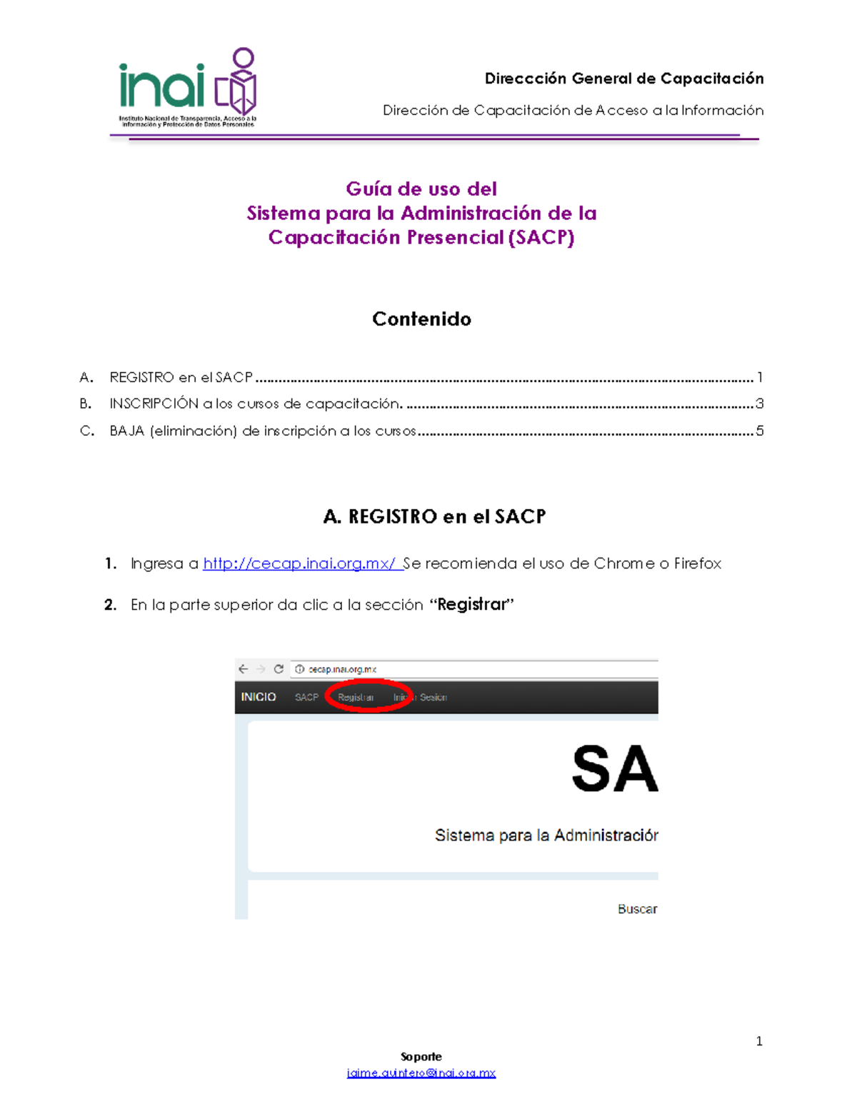 Guía de Uso del SACP: Registro e Inscripción a Cursos Presenciales ...