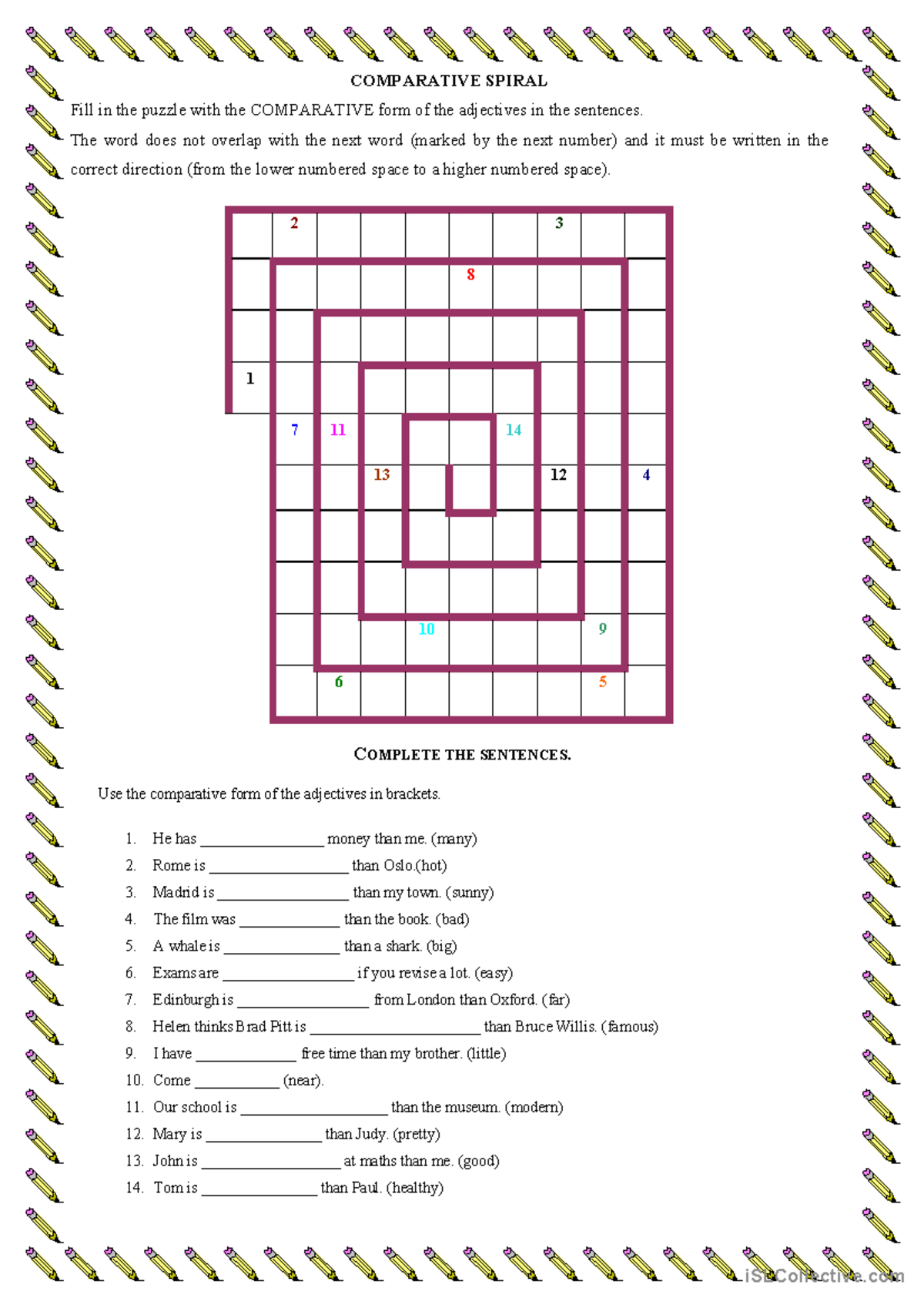 Comparative Spiral Activity - Fill in the Blanks with Adjectives - Studocu