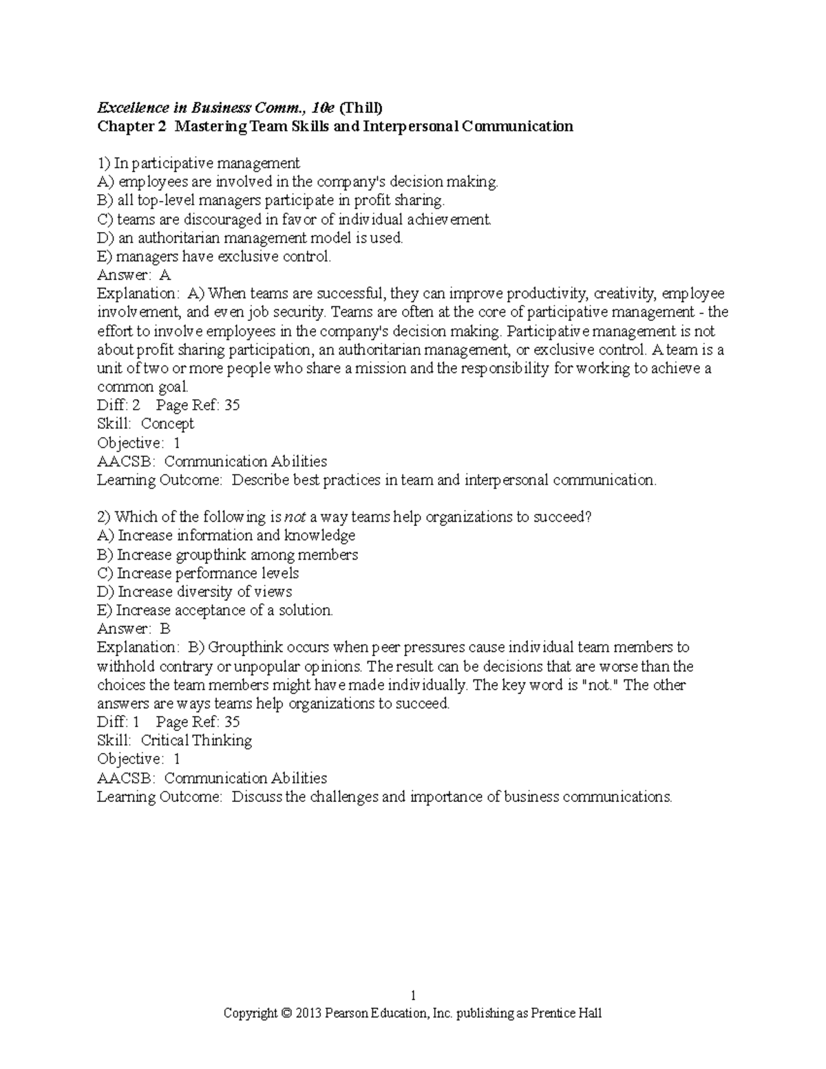 Thill ebc10 tif02 - Chapter 2 Mastering Team Skills and Interpersonal ...