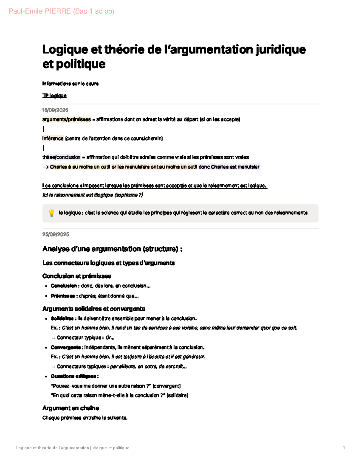 Logique et théorie de l'argumentation juridique et politique (Bac 1 sc ...