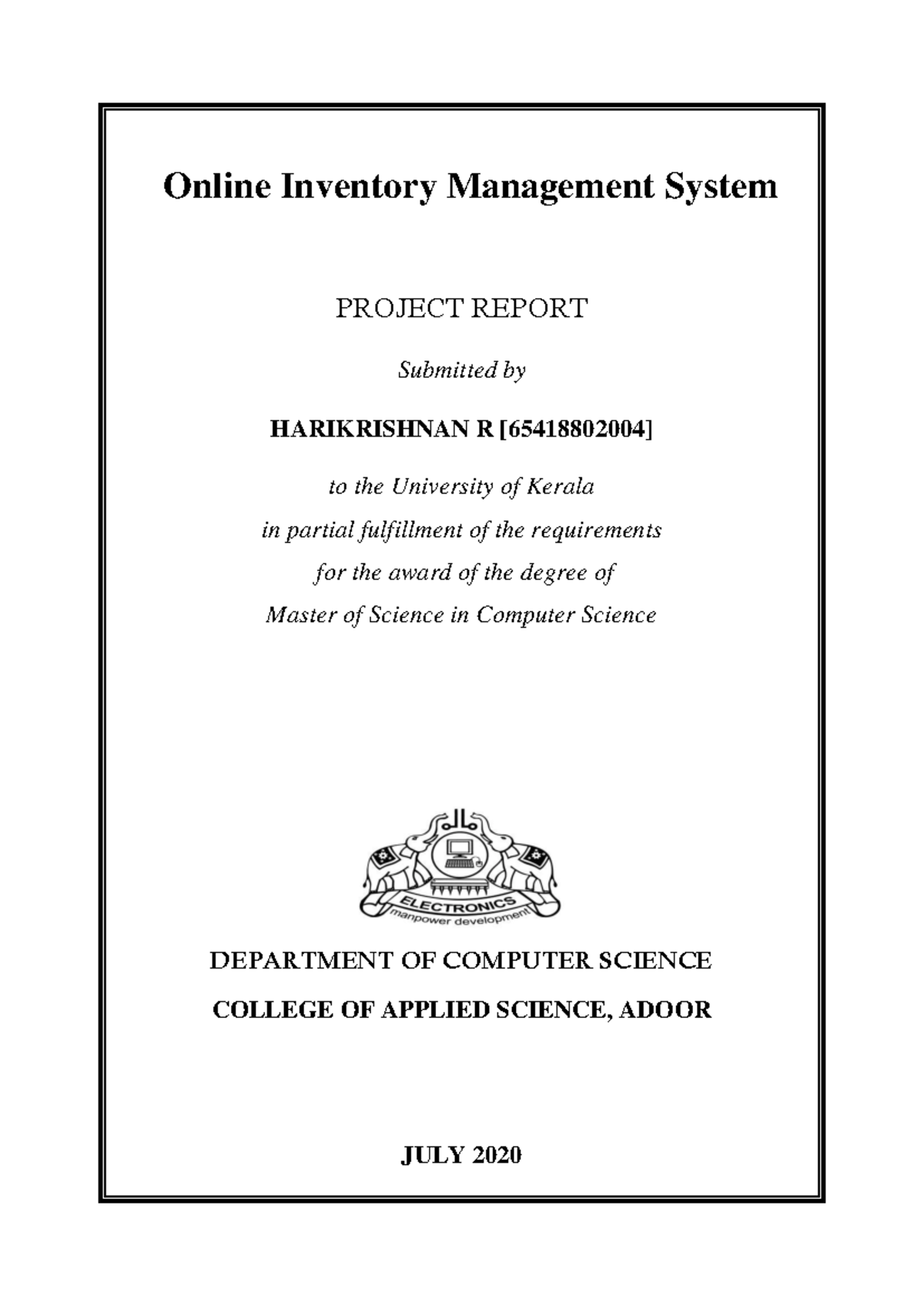 Project Report: OIMS for Effective Inventory Management Management ...