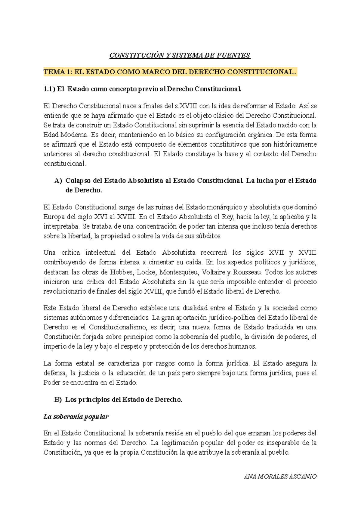 Apuntes de Derecho Constitucional: El Estado y sus Fuentes - Studocu
