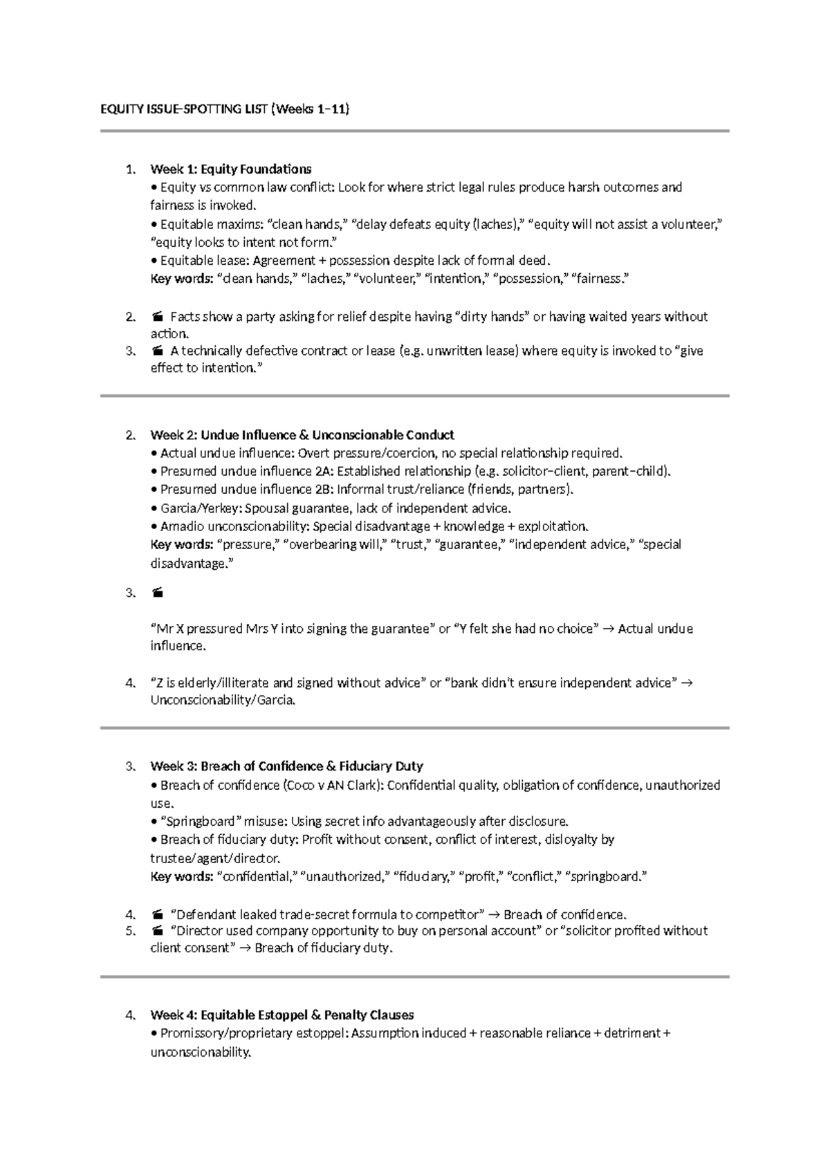 EQUITY LIST: Key Issues & Concepts (Weeks 1-8) - Studocu