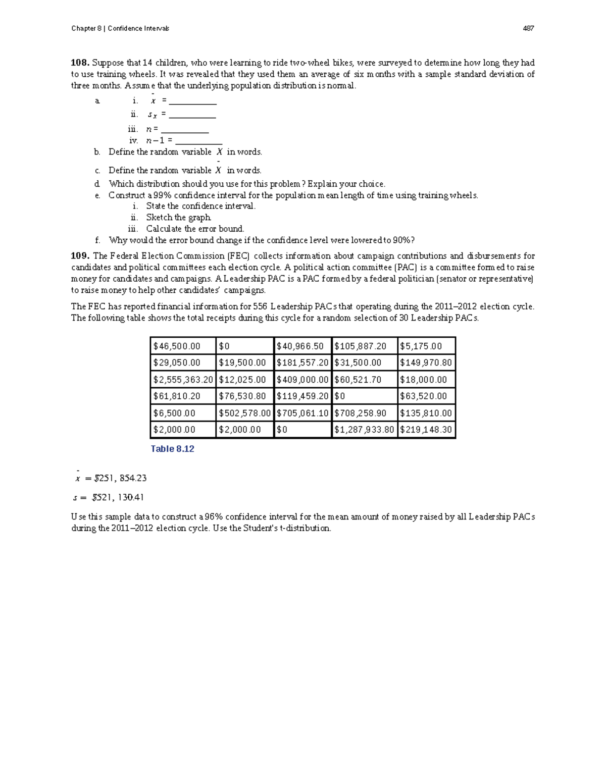 Chapter 8: Confidence Intervals in Introductory Statistics (487 108 ...