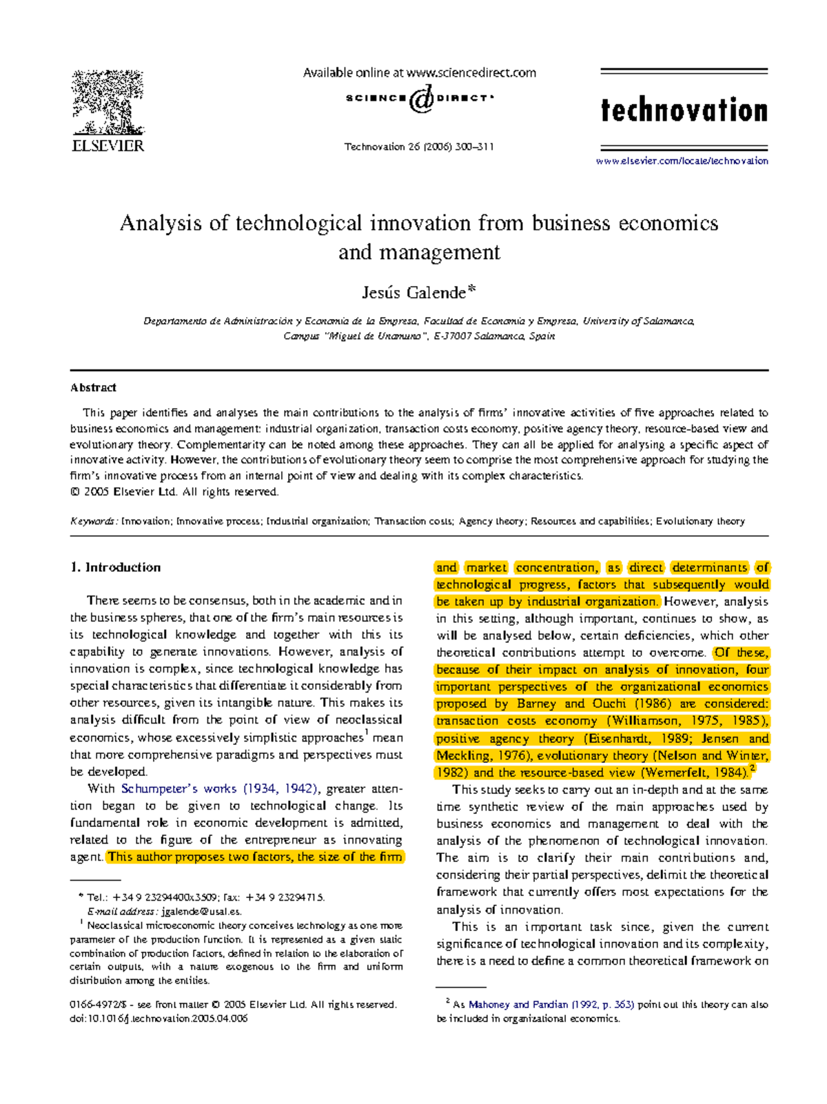 Analysis of Technological Innovation in Business Economics (BE-101 ...